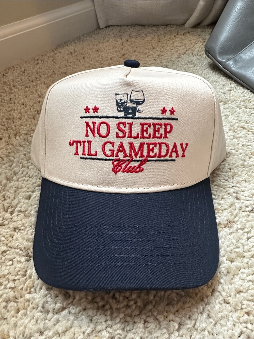 No Sleep 'Til Gameday Club Beige and Navy Trucker Hat - BRAND NEW!!
